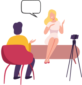 A journalist interviewing a celebrity.