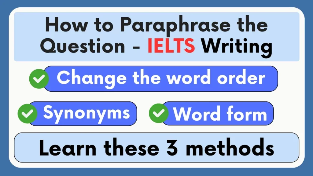 Paraphrasing for IELTS in 3 ways.