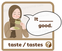 Shows a woman drinking a coffee.