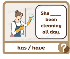 A woman cleaning.